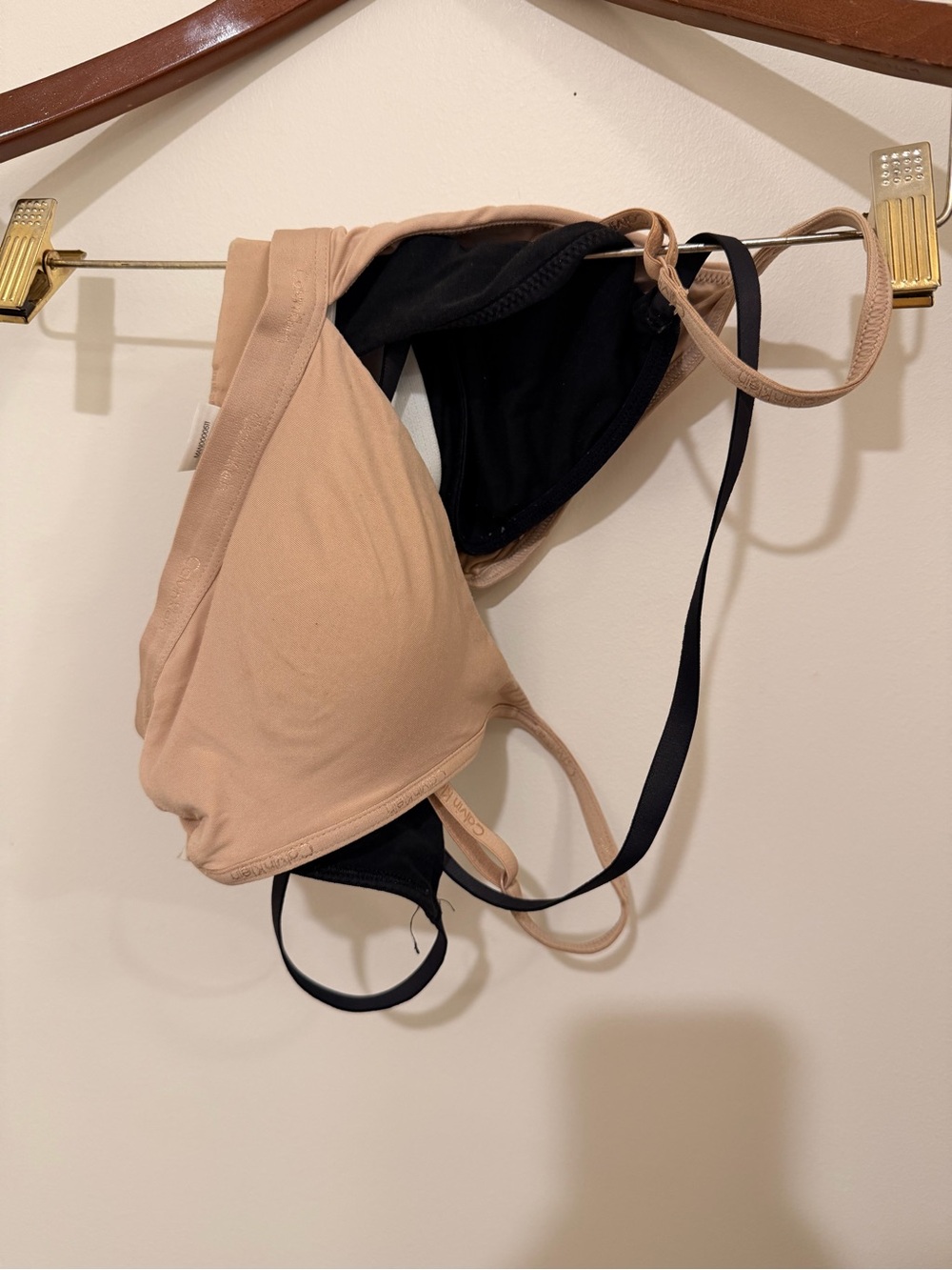 Calvin Klein Nude & Black Reversible Triangle Bra Size M